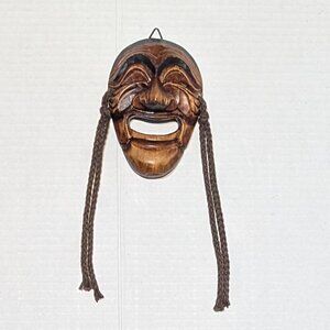 Wooden Artistic Sad Face Wall Decor Mash Greek Tragedy